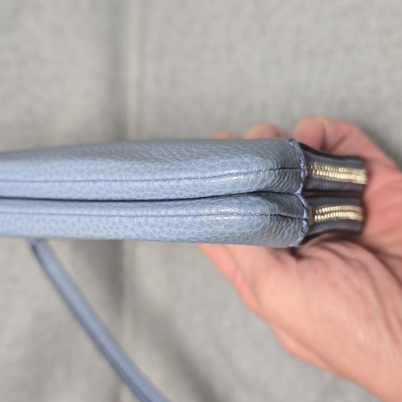 Coach Pebble Leather Double Zip Wristlet in Dusk Blue 87590 - Picture 6 of 11